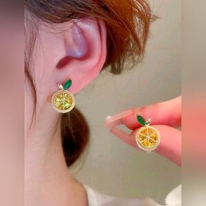 Elegant Fashion Jewelry Gold Orange 🍊 Studs Earrings